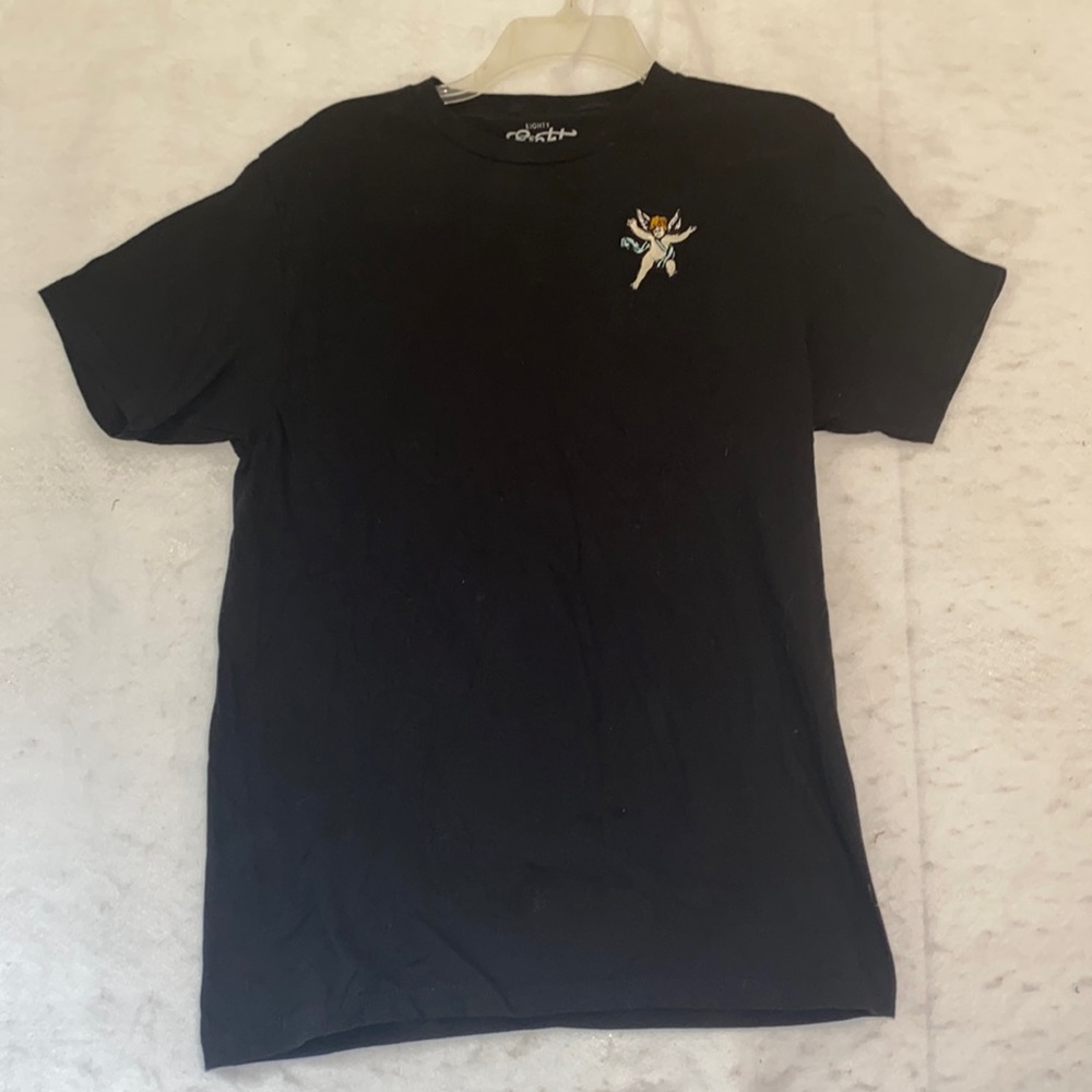 Eighty Eight Black Short Sleeve Embroidered Cherub Tee